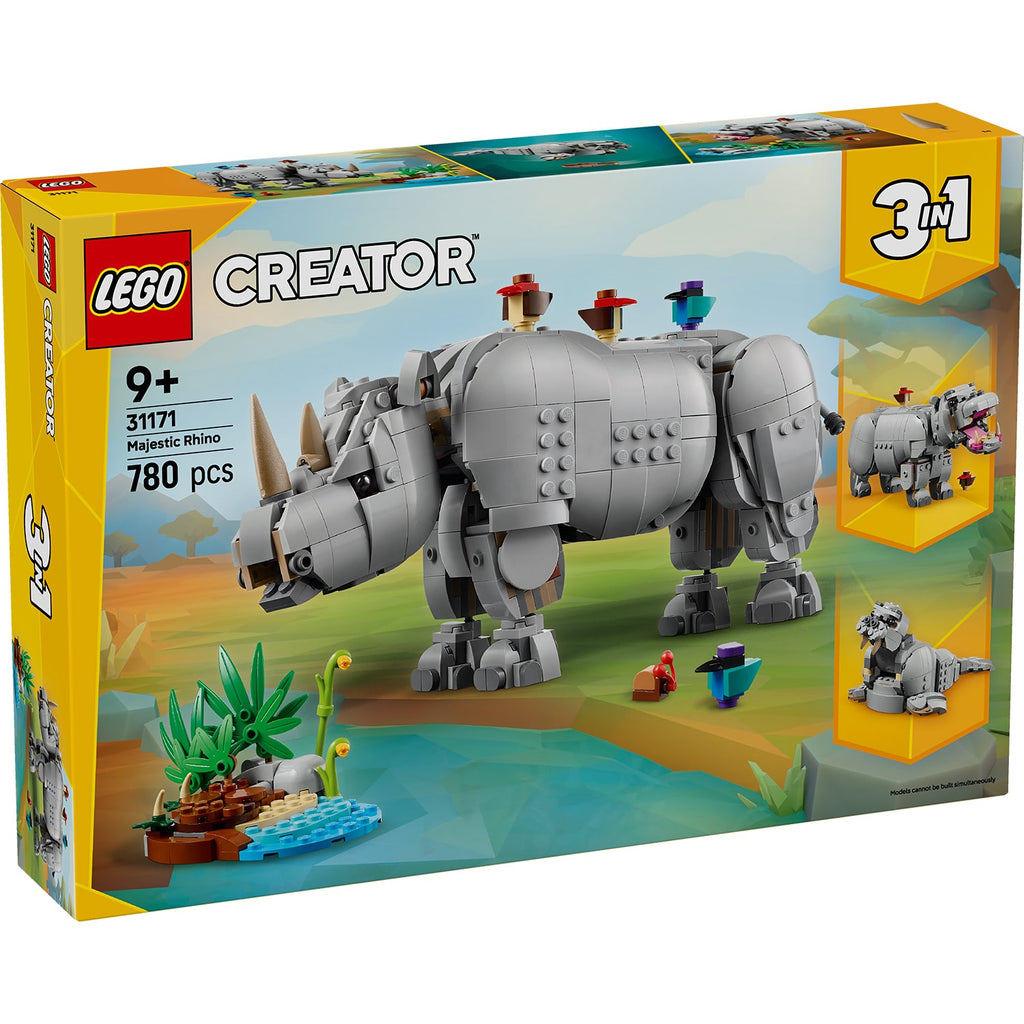 Creator 3-in-1 Wild Animals: Majestic Rhino with Birds