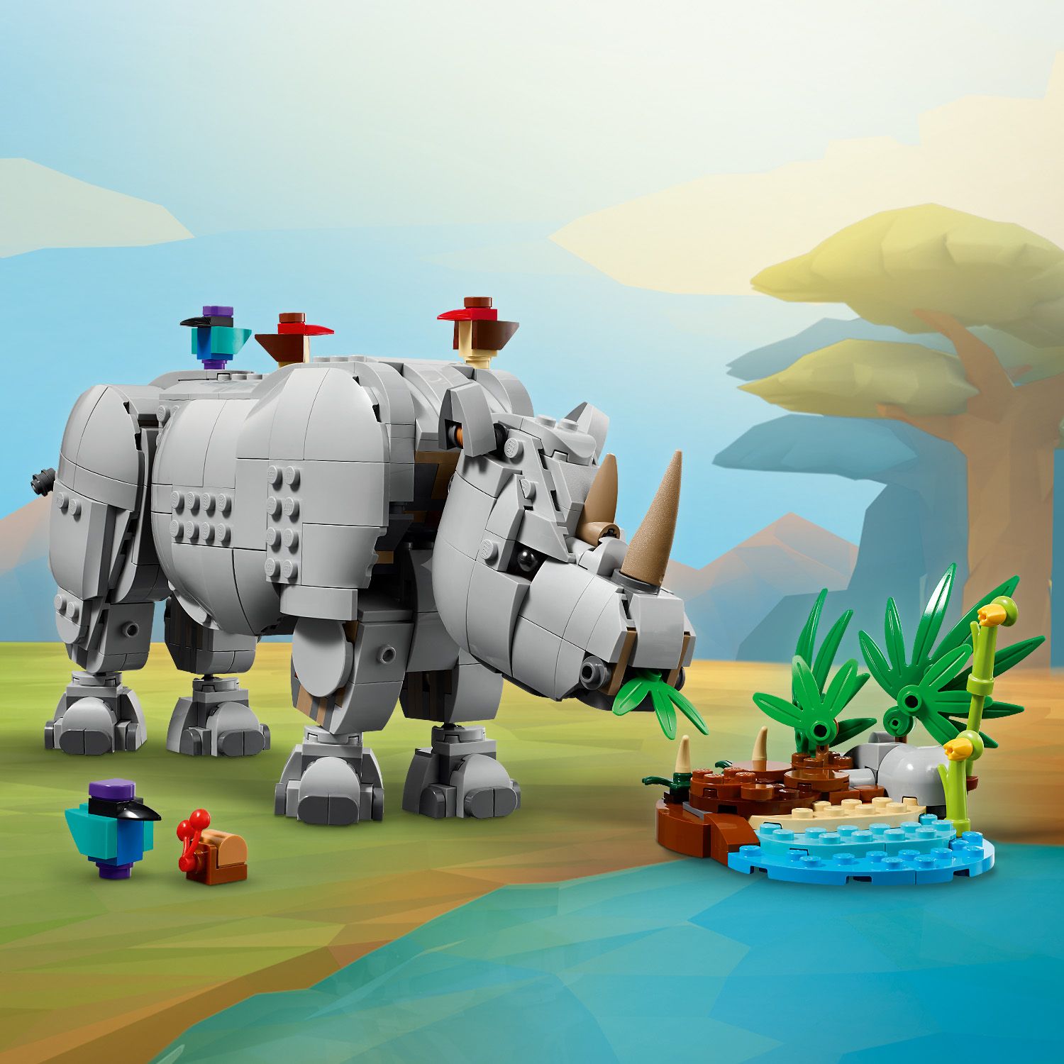 Creator 3-in-1 Wild Animals: Majestic Rhino with Birds