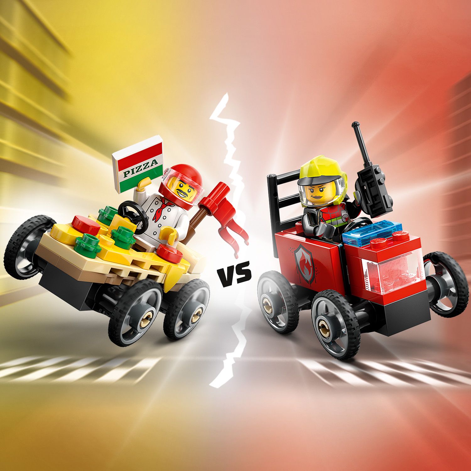 City Pizza vs. Fire Truck Race Car Pack