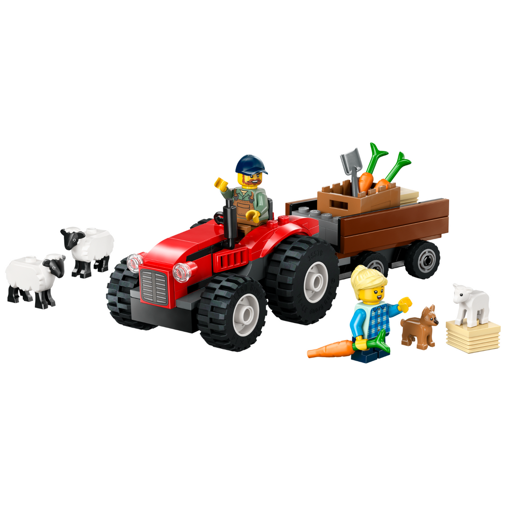 City Red Farm Tractor with Trailer & Sheep